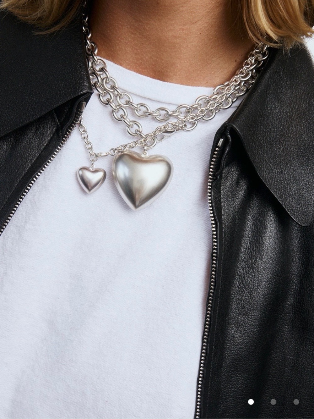 Roxanne Assoulin mini puffy heart necklace in silver